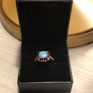 Pink Sapphire and Opal Ring